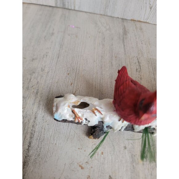 Red cardinal AS IS log tree Xmas snow home decor set figure mistletoe - Picture 3 of 13